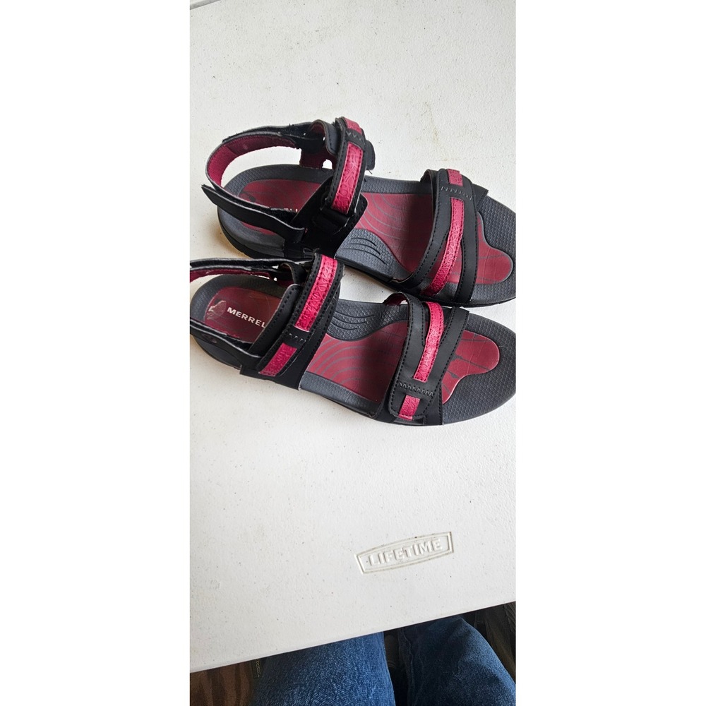 Merrell Womens Terran Post II Black Beet Red Athletic Hiking Sandals J343092C‎ 8